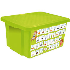 Ящик для хранения игрушек "X-BOX" "Обучайка" Азбука 17л, Little Angel, салатовый