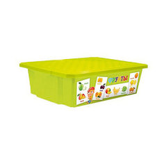 Ящик для хранения игрушек "X-BOX" "Обучайка" Овощи-фрукты 30л, Little Angel, салатовый