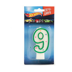 Свеча-цифра "9", Hot Wheels Веселый праздник