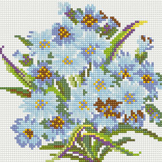 Алмазная мозаика по номерам "Голубые цветы" 20*20 см (на подрамнике) Tukzar