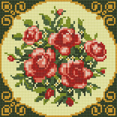 Алмазная мозаика по номерам "Букет красных роз" 20*20 см (на подрамнике) Tukzar