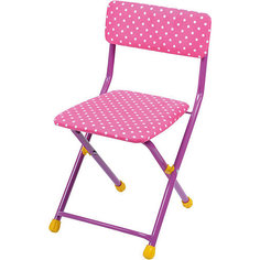 Складной стул с мягким сиденьем "КУ1" Горошек, Ника, розовый Nika