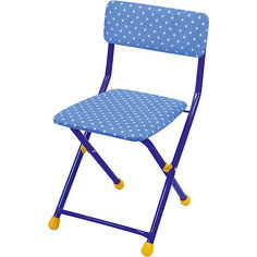 Складной стул с мягким сиденьем "КУ1" Горошек, Ника, синий Nika