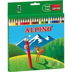 Цветные шестигранные карандаши, 24 цв. + точилка Alpino