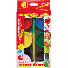 Пальчиковые краски "Дети" 6 цветов по 25 мл + кисть Limpopo