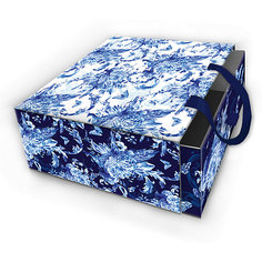 Коробка подарочная "Голубые цветы", 16х16х8см., Феникс-Презент