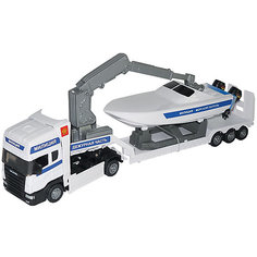 Машинка "Scania" полиция, с катером 1:48, Autotime
