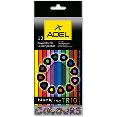 ADEL Карандаши цветные Blackline-PB TRIO трехгранные, 12 цветов.
