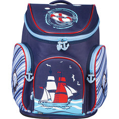 Ранец жесткокаркасный BRAUBERG для начальной школы, мальчик, Корабль, 14 литров, 38*29*19 см