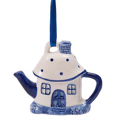 Новогоднее подвесное елочное украшение Чайный домик из керамики Magic Time