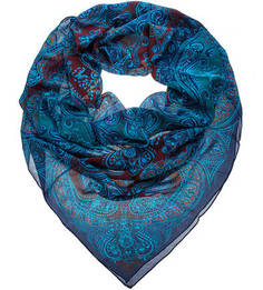 Синий шелковый платок Eleganzza
