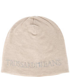 Бежевая шапка с отделкой стразами Trussardi Jeans