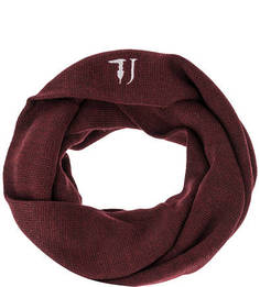 Бордовый шарф-хомут с вышивкой Trussardi Jeans