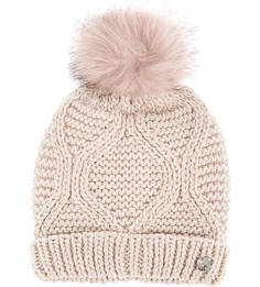 Бежевая шапка с помпоном Guess