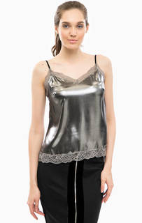 Серебристый топ на бретелях Guess