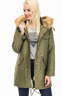 Парка цвета хаки с капюшоном Guess