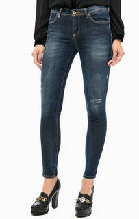 Синие зауженные джинсы с отделкой стразами Kocca