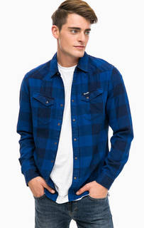 Синяя хлопковая рубашка в клетку Wrangler