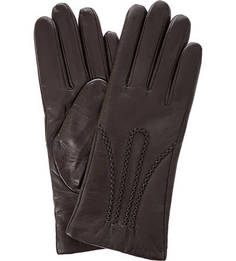 Коричневые перчатки из натуральной кожи Eleganzza