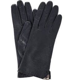 Синие кожаные перчатки с шерстяной подкладкой Eleganzza