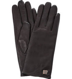 Коричневые кожаные перчатки с декором Eleganzza