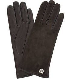 Коричневые перчатки из кожи и замши Eleganzza