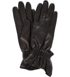 Черные перчатки из натуральной кожи Eleganzza