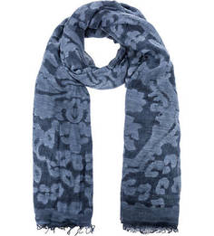 Хлопковый палантин синего цвета Eleganzza