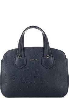 Синяя кожаная сумка со съемным плечевым ремнем Furla