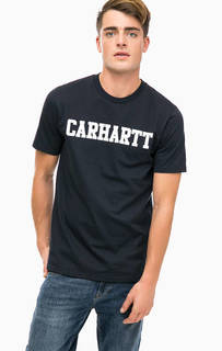 Синяя хлопковая футболка с принтом Carhartt WIP