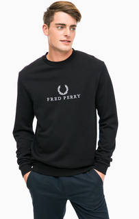 Черный хлопковый свитшот с вышивкой Fred Perry