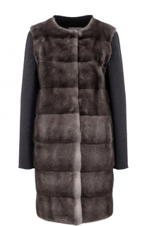 Пальто из смеси шерсти и кашемира с отделкой из меха норки Yves Salomon