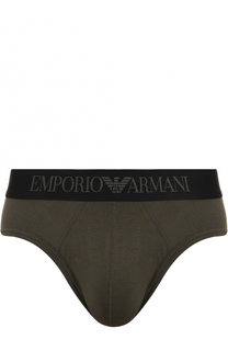 Хлопковые брифы с широкой резинкой Emporio Armani