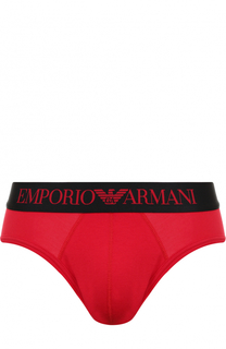 Хлопковые брифы с широкой резинкой Emporio Armani