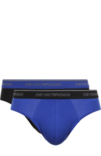 Комплект из двух хлопковых брифов с эластичной резинкой Emporio Armani