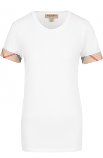 Хлопковая футболка с контрастной отделкой и круглым вырезом Burberry