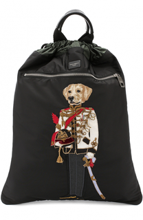 Рюкзак с вышивкой и кожаной отделкой Dolce &amp; Gabbana