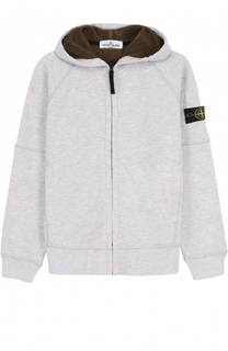 Спортивный хлопковый кардиган на молнии с капюшоном Stone Island