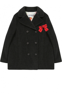 Шерстяное двубортное пальто с бантом Dolce &amp; Gabbana
