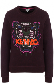 Хлопковый свитшот с контрастной вышивкой Kenzo