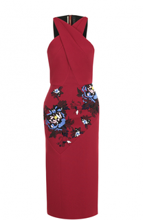 Платье-футляр с цветочной вышивкой Roland Mouret