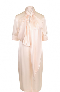 Шелковое платье с укороченным рукавом и воротником аскот Givenchy