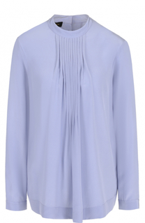 Шелковая блуза с воротником-стойкой и драпировкой Escada