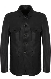 Однобортный кожаный пиджак Tom Ford
