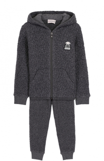 Шерстяной спортивный костюм с нашивкой Moncler Enfant