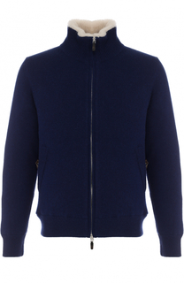 Кашемировый бомбер на молнии с меховой подкладкой Svevo