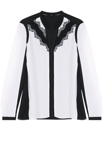 Шелковая блуза с контрастной кружевной отделкой Elie Tahari