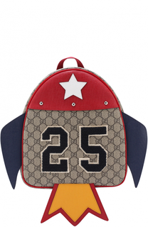 Текстильный рюкзак с принтом и фигурным декором Gucci