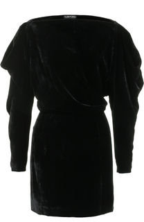 Бархатное мини-платье с вырезом-лодочка Tom Ford