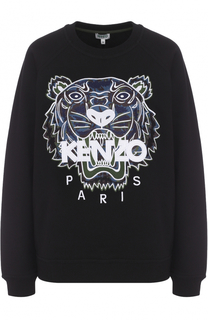 Хлопковый свитшот с контрастной вышивкой Kenzo